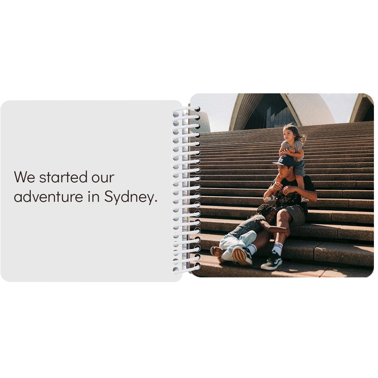 Personalized photo board book from Pinhole Press open to a photo page